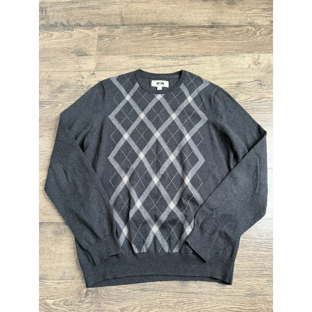 EUC Mens Joseph‎ Abbound diamond Argyle grey cotton wool cashmere sweater size L